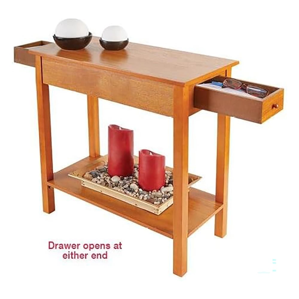 Chairside Sofa Side Table with Drawer, Walnut