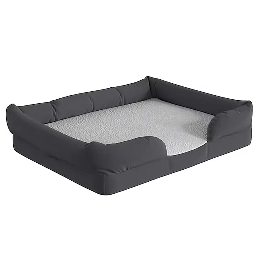 Orthopedic Memory Foam Bolster Pet Bed, Dark Gray