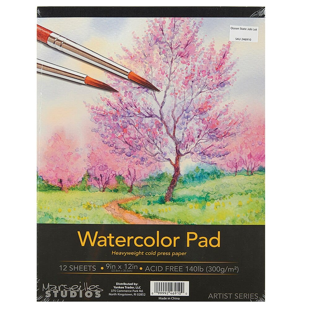 Marseilles Studios Watercolor Art Pad, 9"x12",12 Sheets