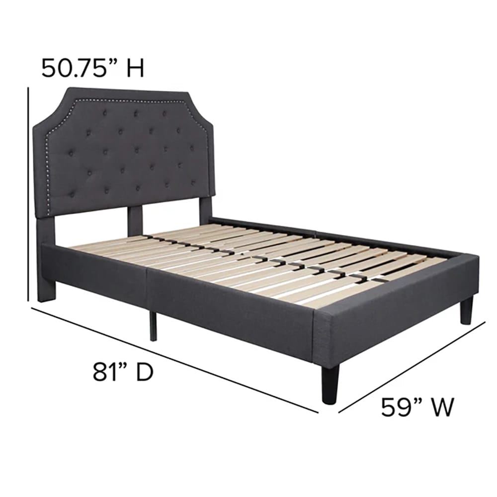 Arched Tufted Upholstered Platform Bed Frame, Full, Dark Gray