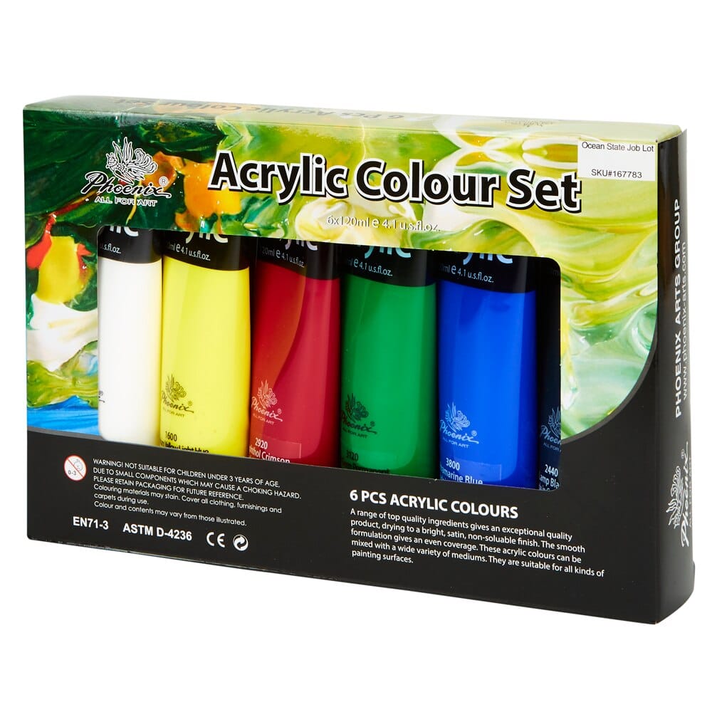 Phoenix Acrylic Colour Set, 6 Pieces