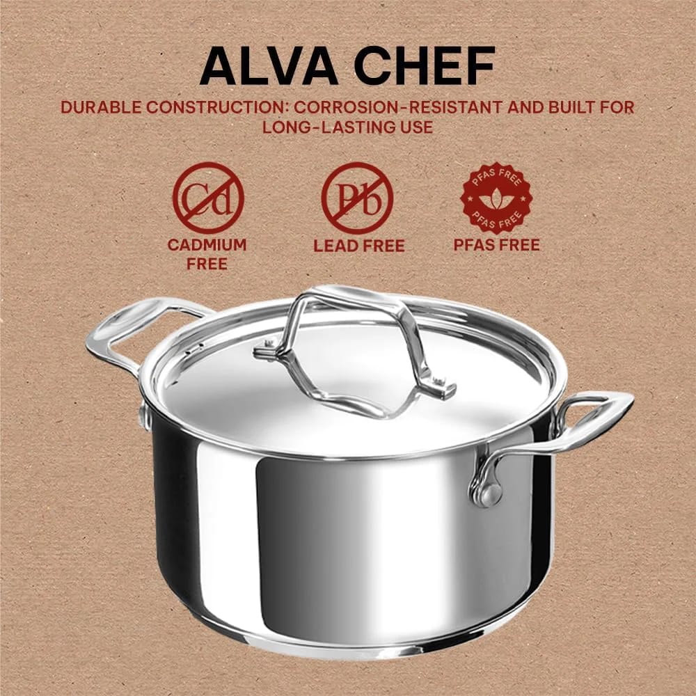 Alva Chef 2.5 Qt Stainless Steel Casserole Dish with Lid