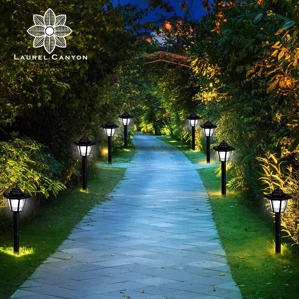 Laurel Canyon Classical Solar Pathway Lights, 4-Pack, Black