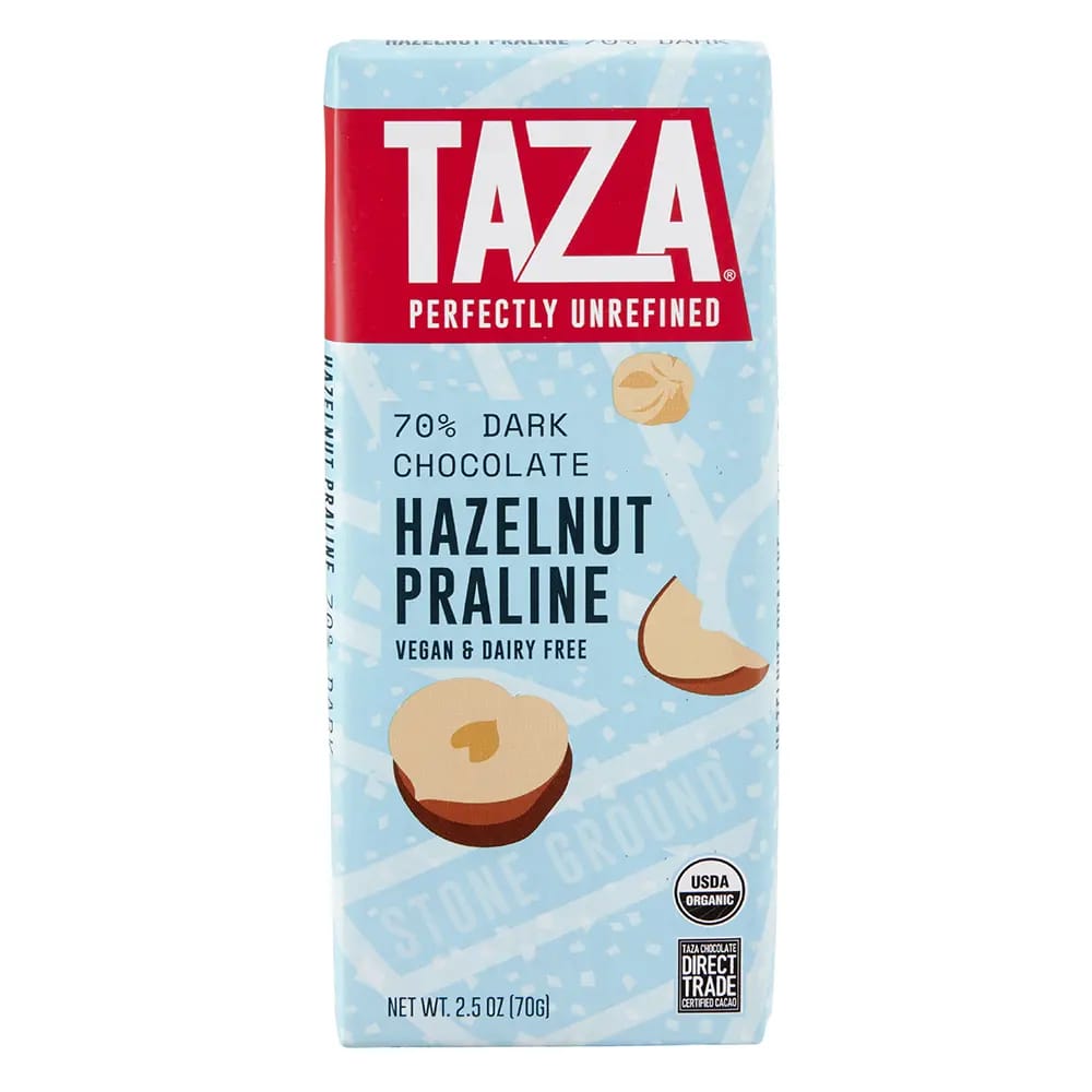 Taza Organic Dark Chocolate with Hazelnut Praline, 2.5 oz