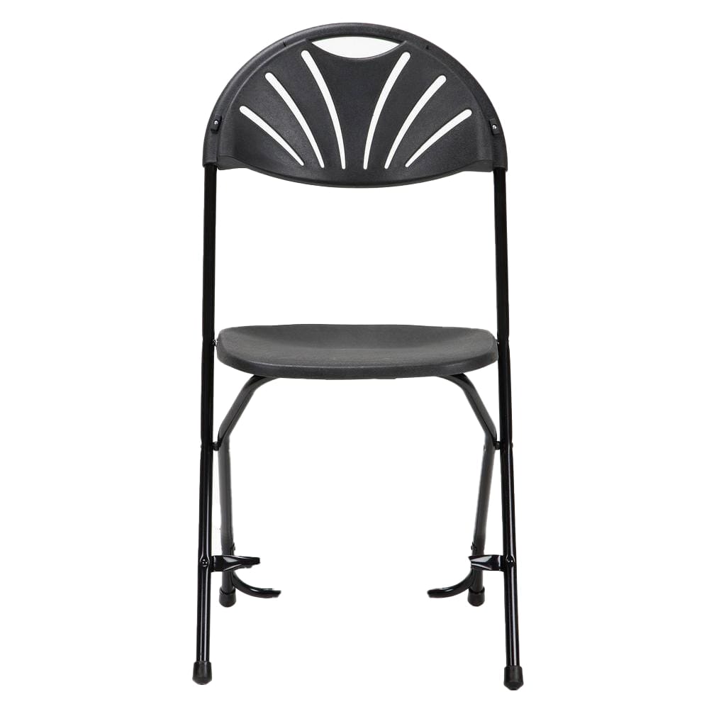 Cosco Zown Commercial Fan Back Plastic Folding Chair, Black, 8 Pack