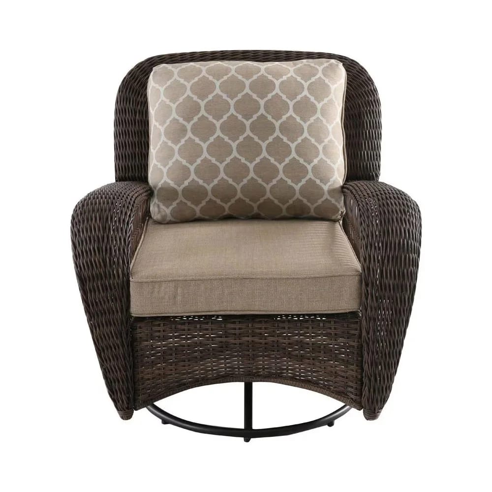 Hampton Bay Beacon Park Outdoor Patio Wicker Swivel Lounge Chair, Brown