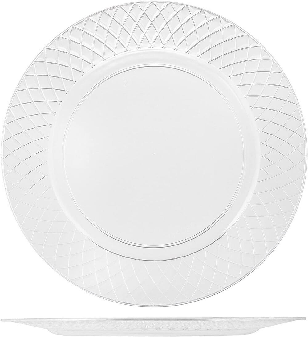 Prestee Diamond Collection 72-Piece Disposable Heavy-Duty Plastic Plates, Clear