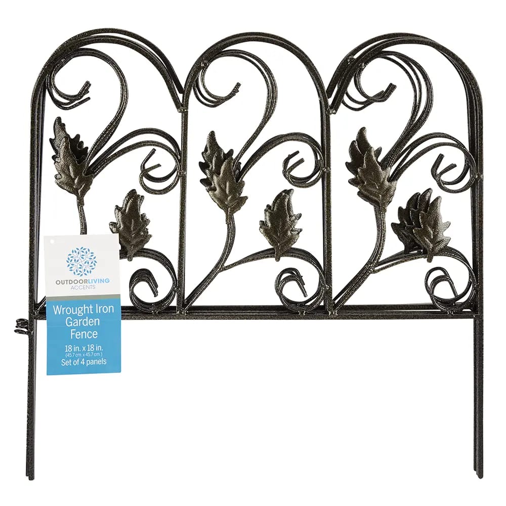 Wrought Iron Garden Fence, 4pk, 18"