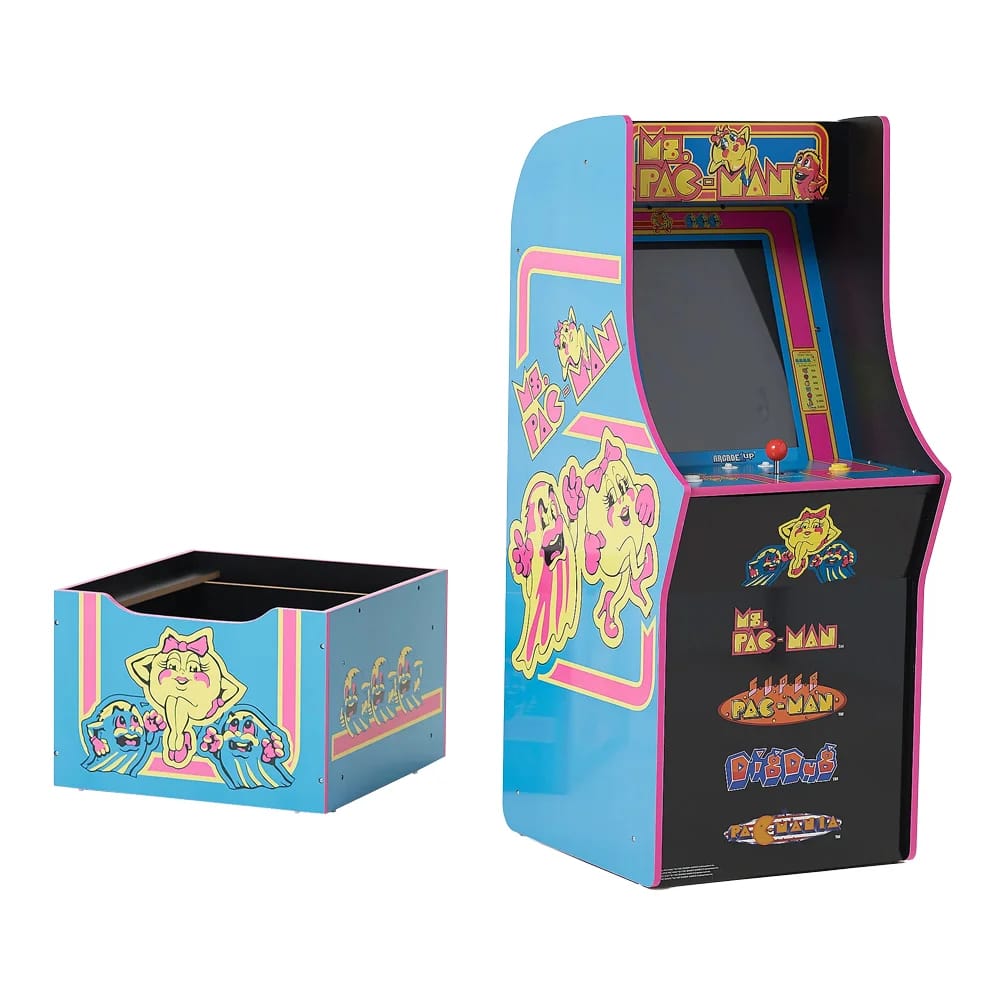 Arcade1Up Ms. Pac-Man QVC with Riser  & Light Up Marquee