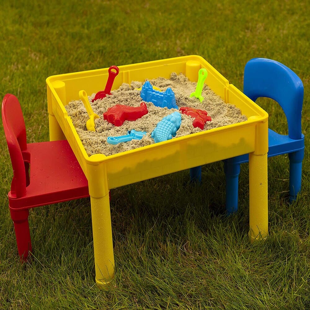 Prextex Kids 5-in-1 Store and Play Activity Table Set with 2 Chairs
