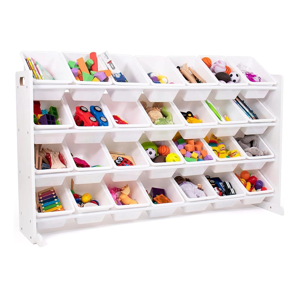 Humble Crew Mega Toy Organizer with 28 Storage Bins, White