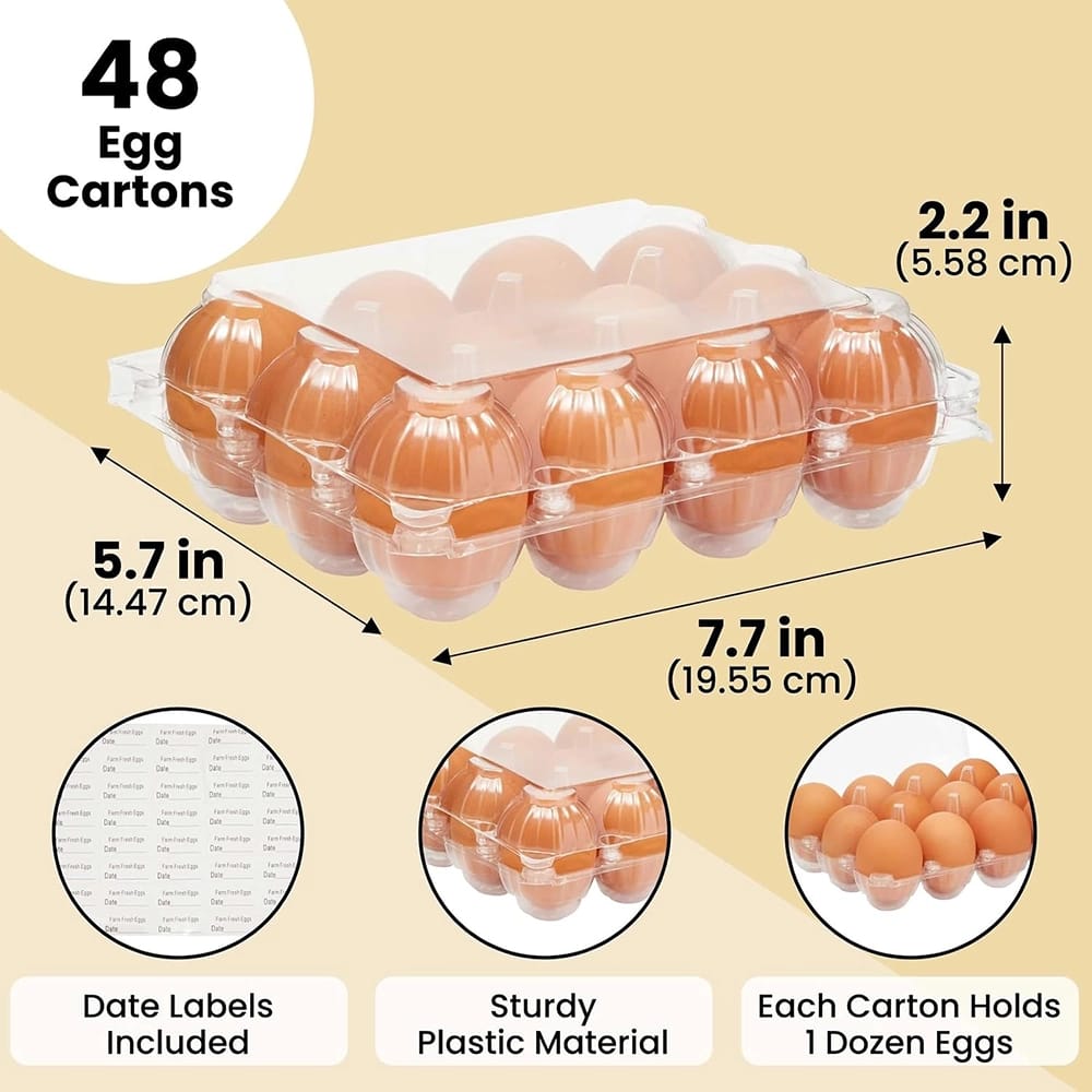Stockroom Plus Clear Plastic Egg Cartons, 48 Pack