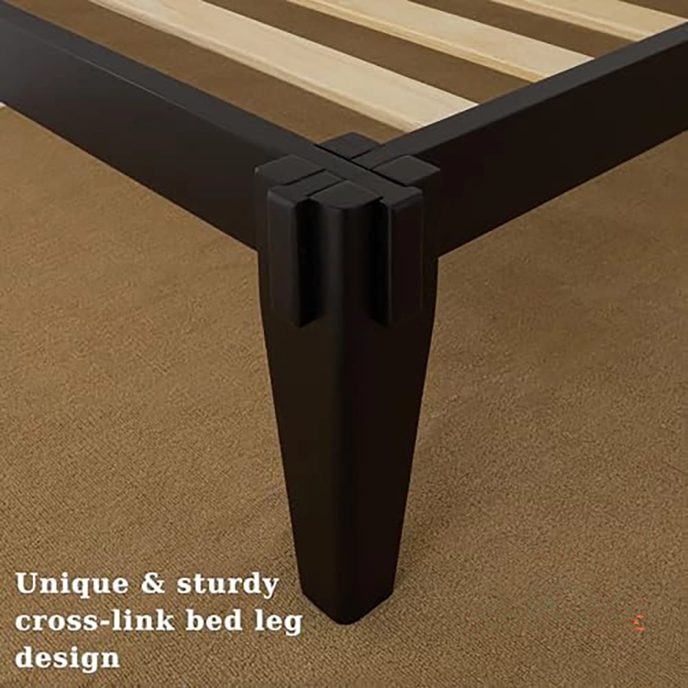 Bme Chalipa King Size Solid Wood Japanese Bed Frame, Black
