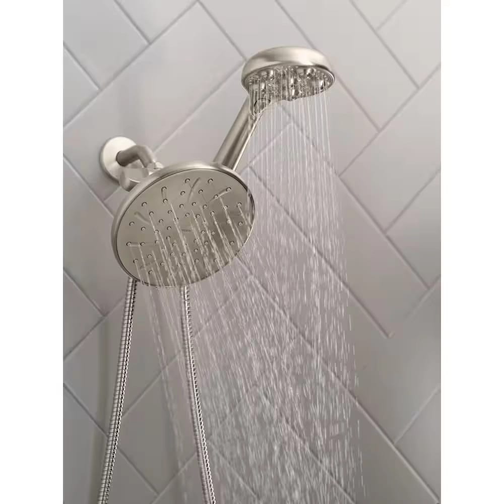 MOEN 3-Spray 7.5 in. Dual Tub Wall Mount Fixed and Handheld Shower Head, Brushed Nickel
