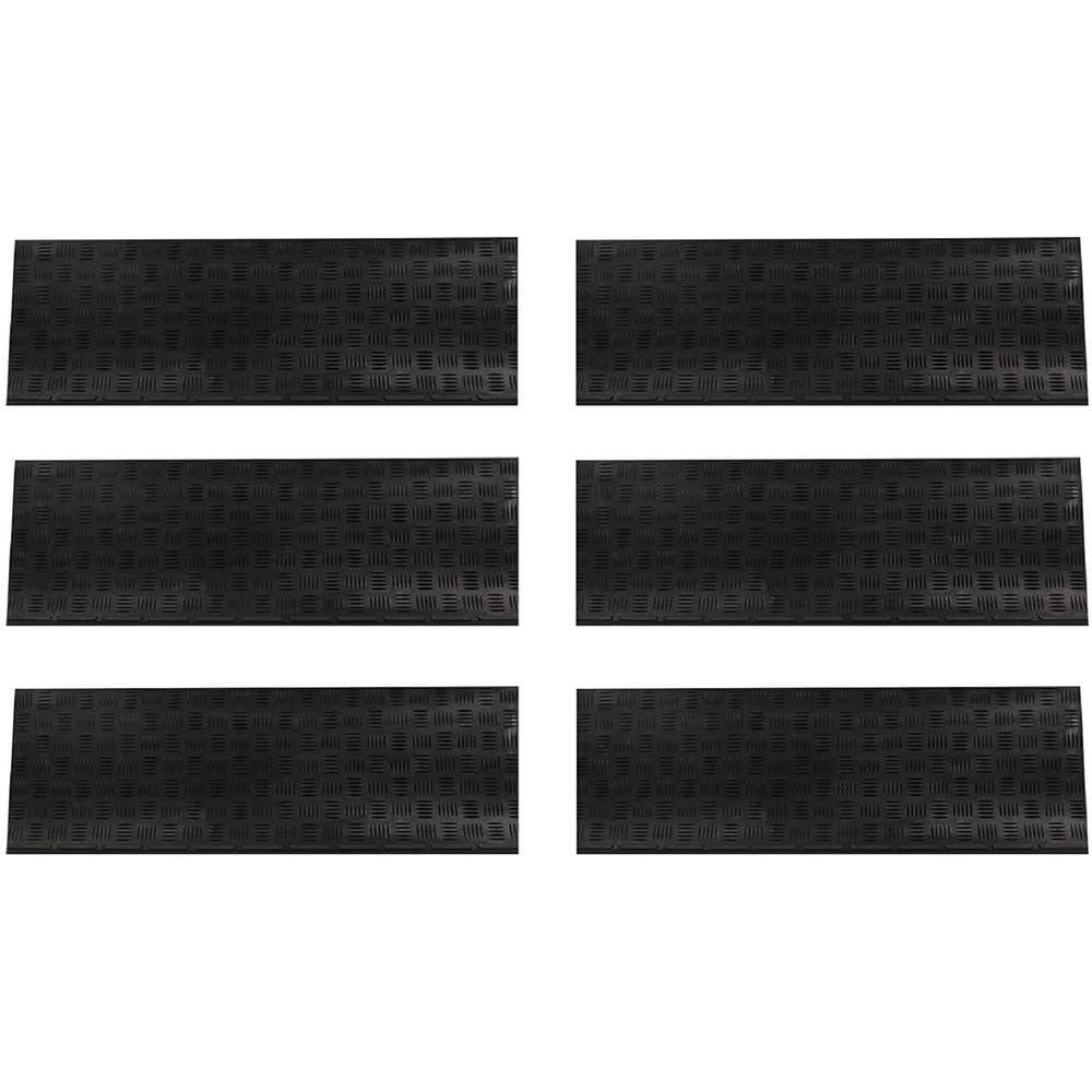 Checker Pattern 12" x 50" Rubber Stair Tread Covers, Black, 6 Pack