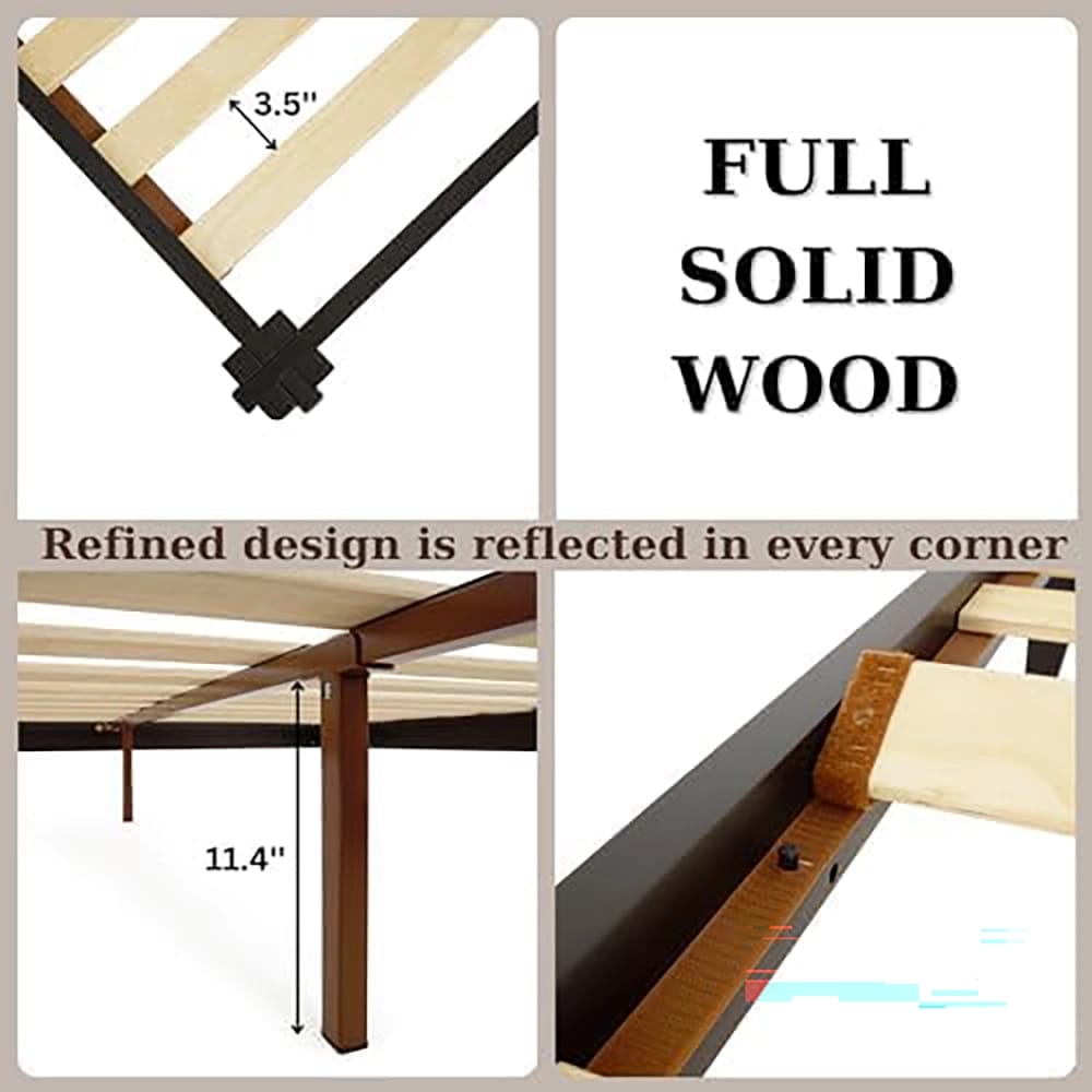 Bme Chalipa King Size Solid Wood Japanese Bed Frame, Black