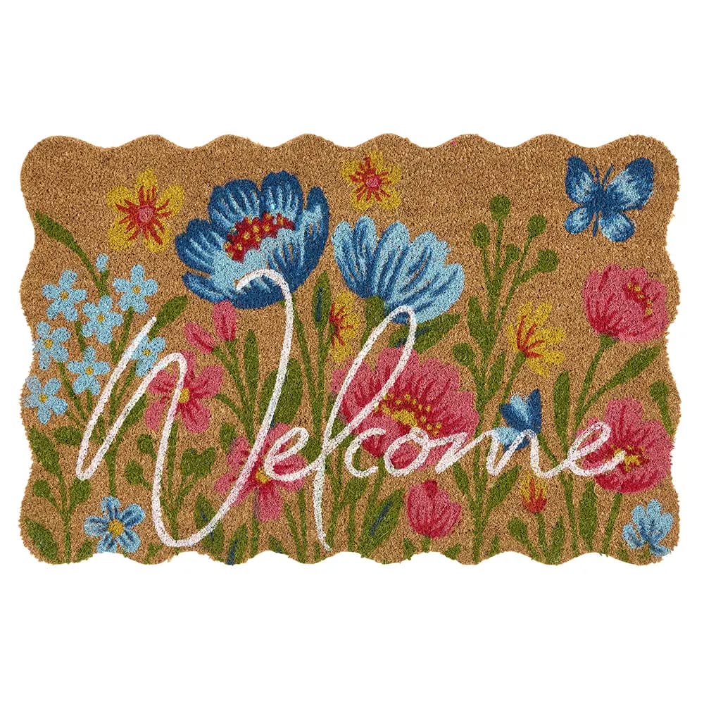 Floral Coir Doormat, 23" x 35"