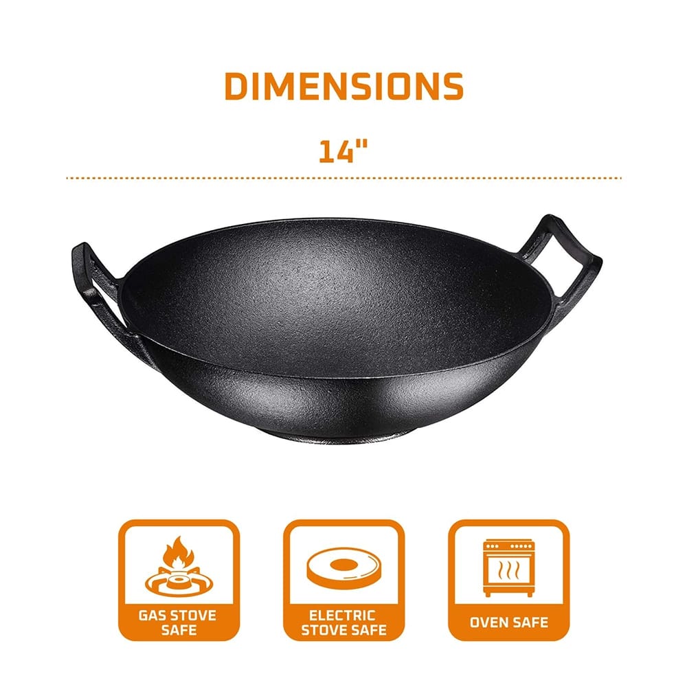 Bruntmor 14" Enameled Cast Iron Wok
