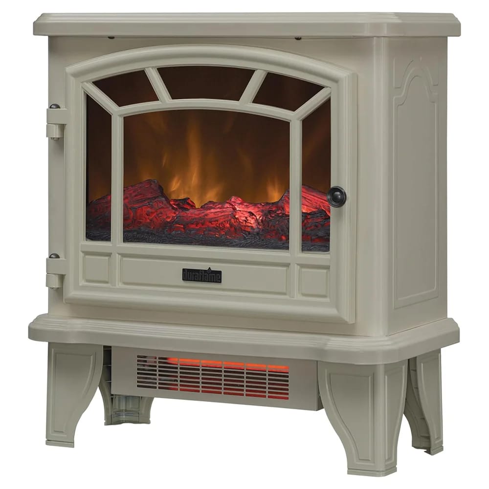 Duraflame Electric 1,500W Fireplace Stove Infrared Heater with Flickering Flame Effects, Cream