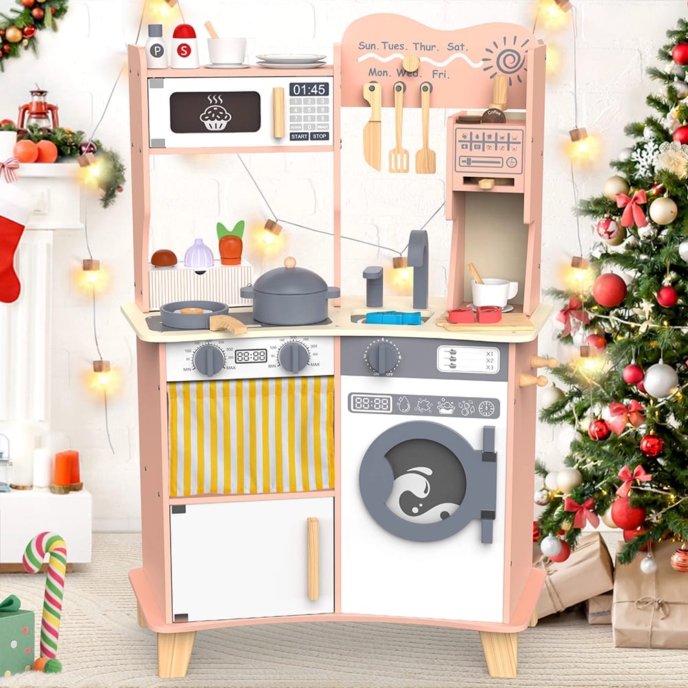 Large Wooden Kids Play Kitchen, Pink