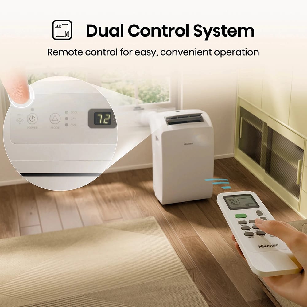 Hisense 10000 BTU Vented Small Portable Air Conditioner, White (Factory Refurbished)