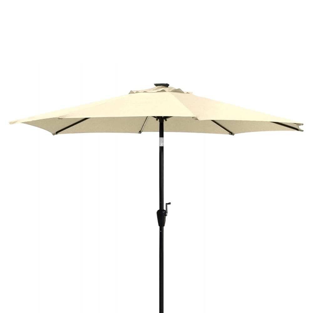 Jeco 9' Aluminum Patio Umbrella with Crank and Solar Guide Tubes, Tan/Black
