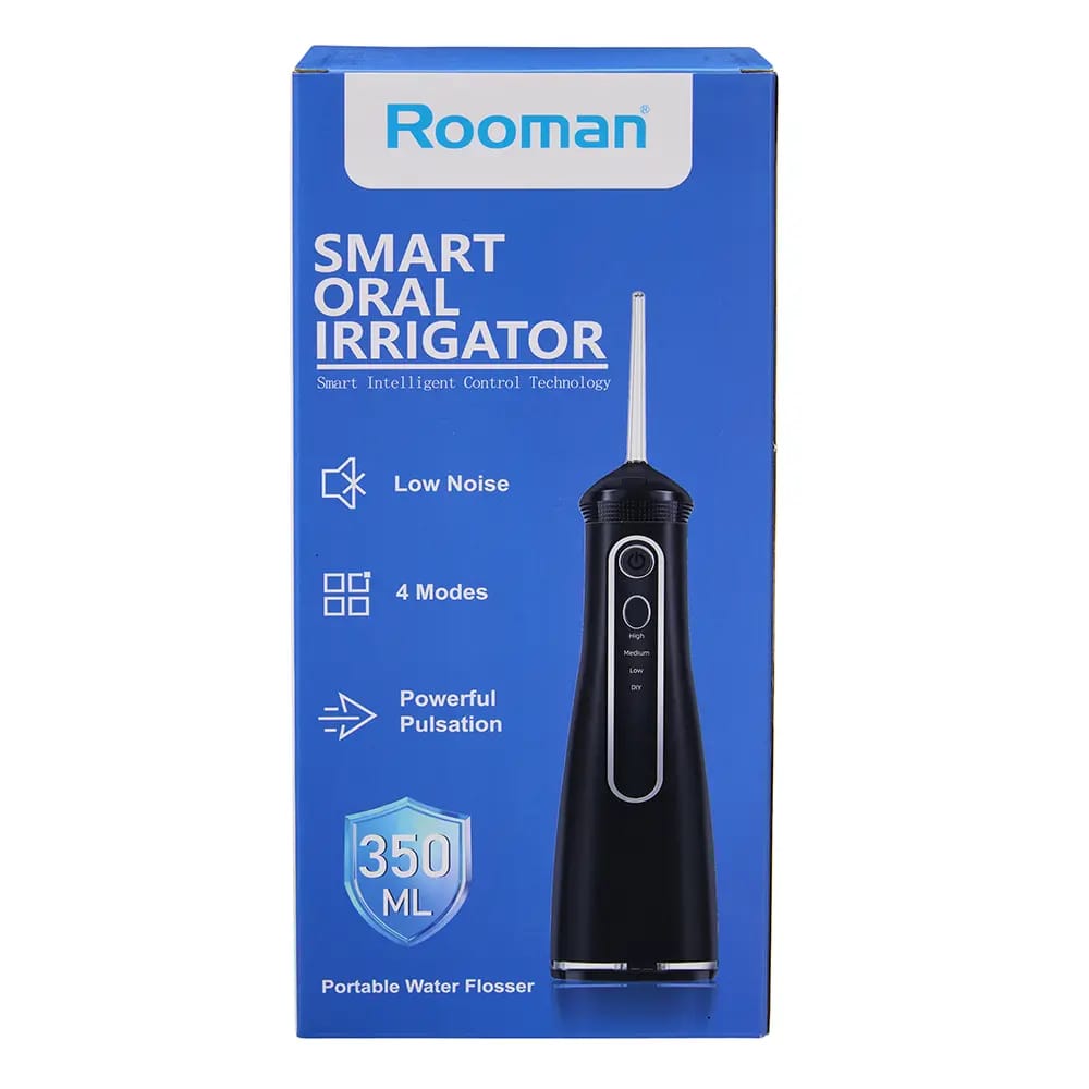 Rooman Portable Dental Water Flosser, Black, 350 ml
