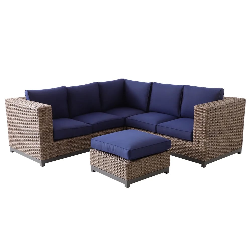 Hampton Bay Fernlake 4-Piece Outdoor Patio Sectional Set, Brown/Midnight