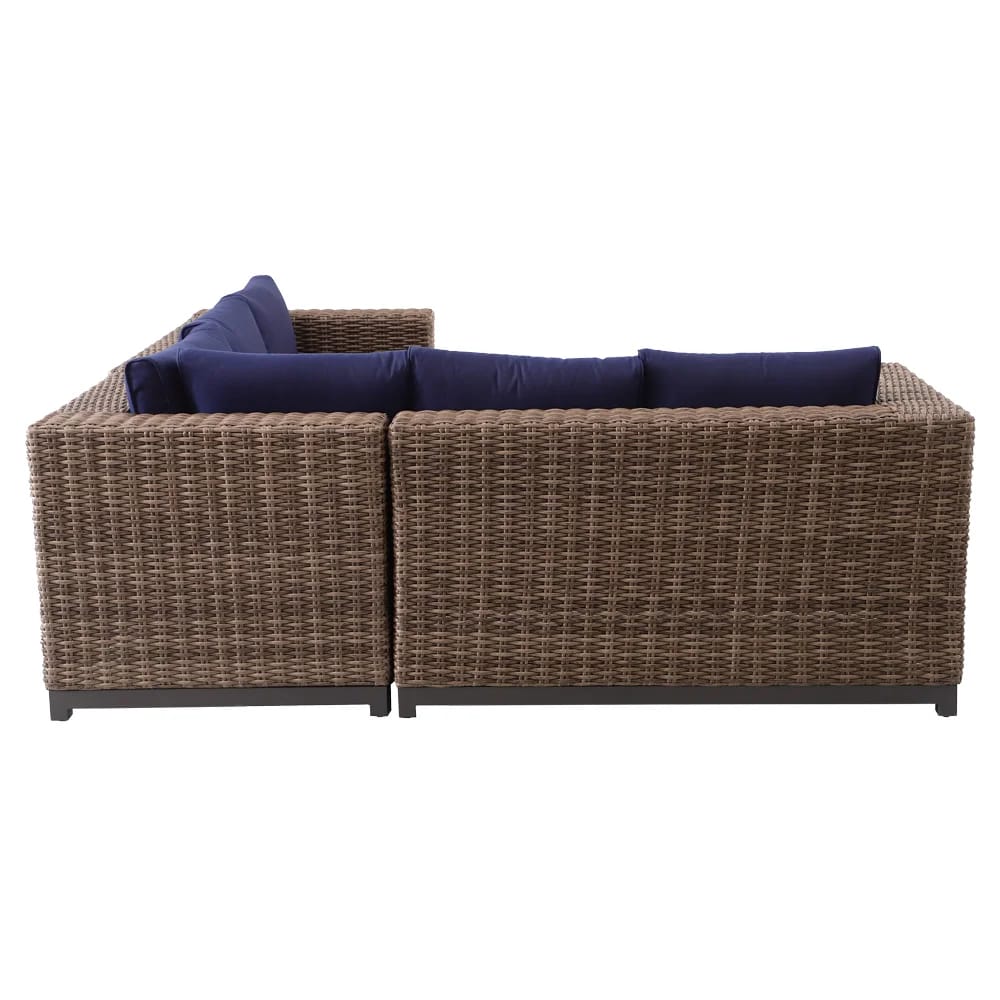 Hampton Bay Fernlake 4-Piece Outdoor Patio Sectional Set, Brown/Midnight