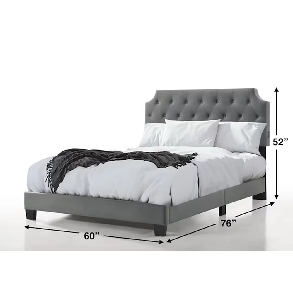 Belle Isle Furniture Regal Tufted Bed, Full, Gray
