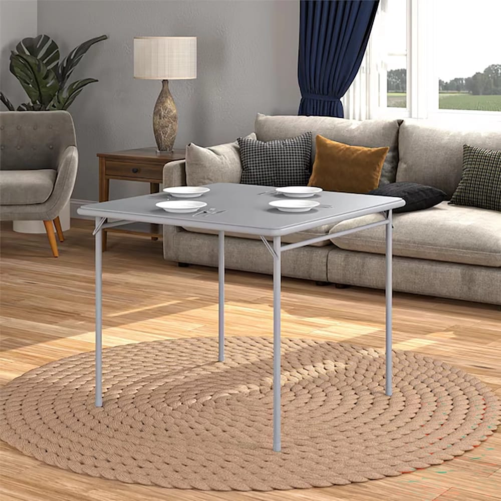 Cosco Square Vinyl Folding 4-Person Dining Table, Gray