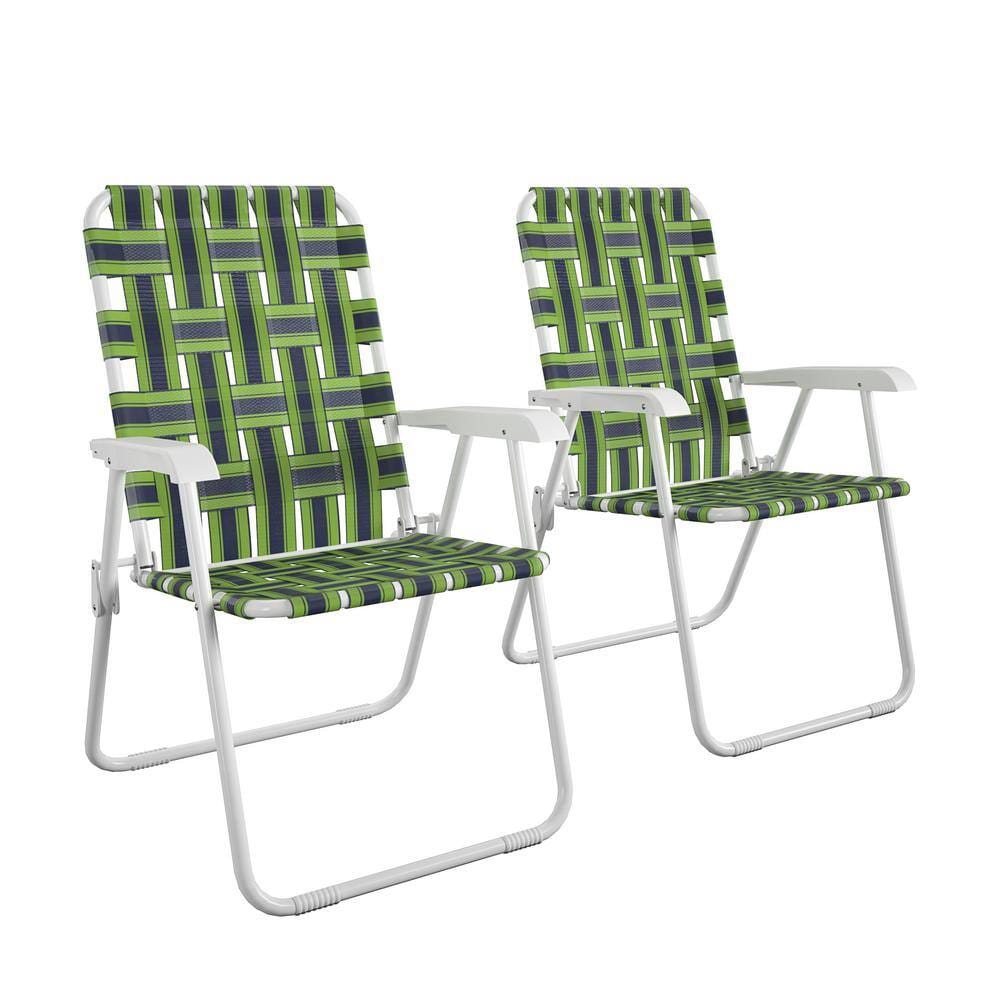 Novogratz Steel Folding Chairs, Blue/Green, 2 Pack