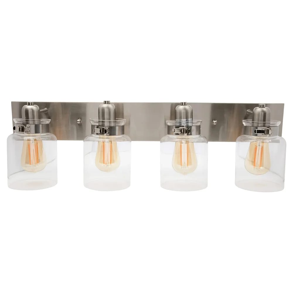 Wood Grip 4-Lights LED 100W Vanity Light Fixture, Brushed Nickel