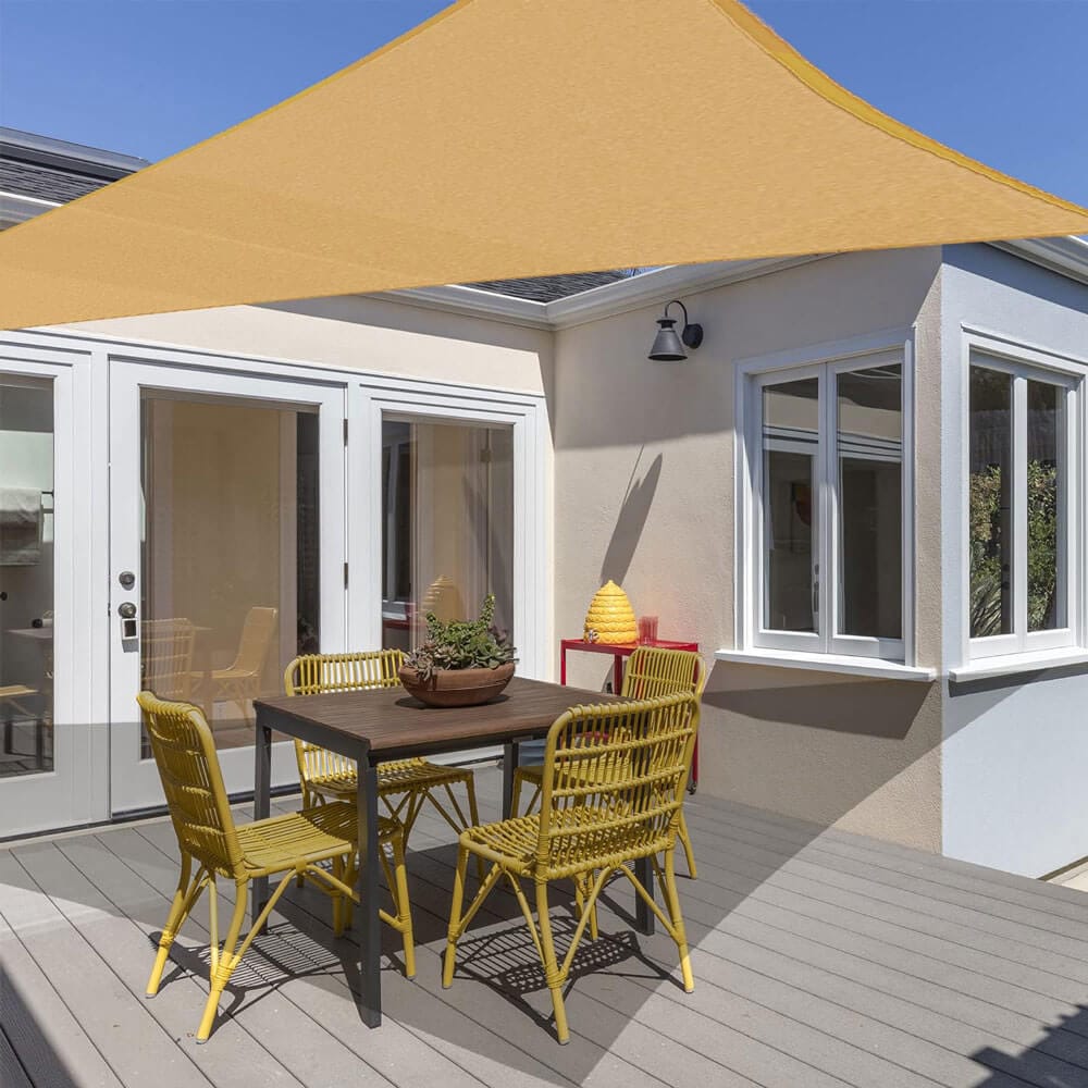 AsterOutdoor Triangular Sun Shade Sail, 10' x 10' x 10', Sand