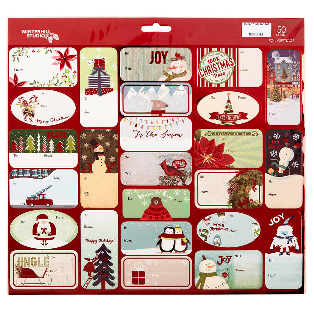 Peel & Stick Christmas Foil Gift Tags, 50 Count