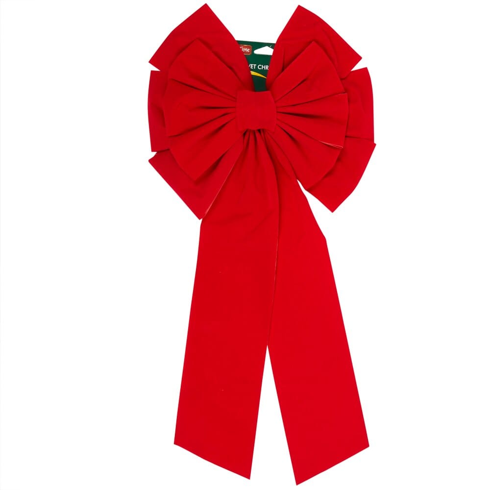 Jingle Time Red Velvet Christmas Bow with 13 Loops