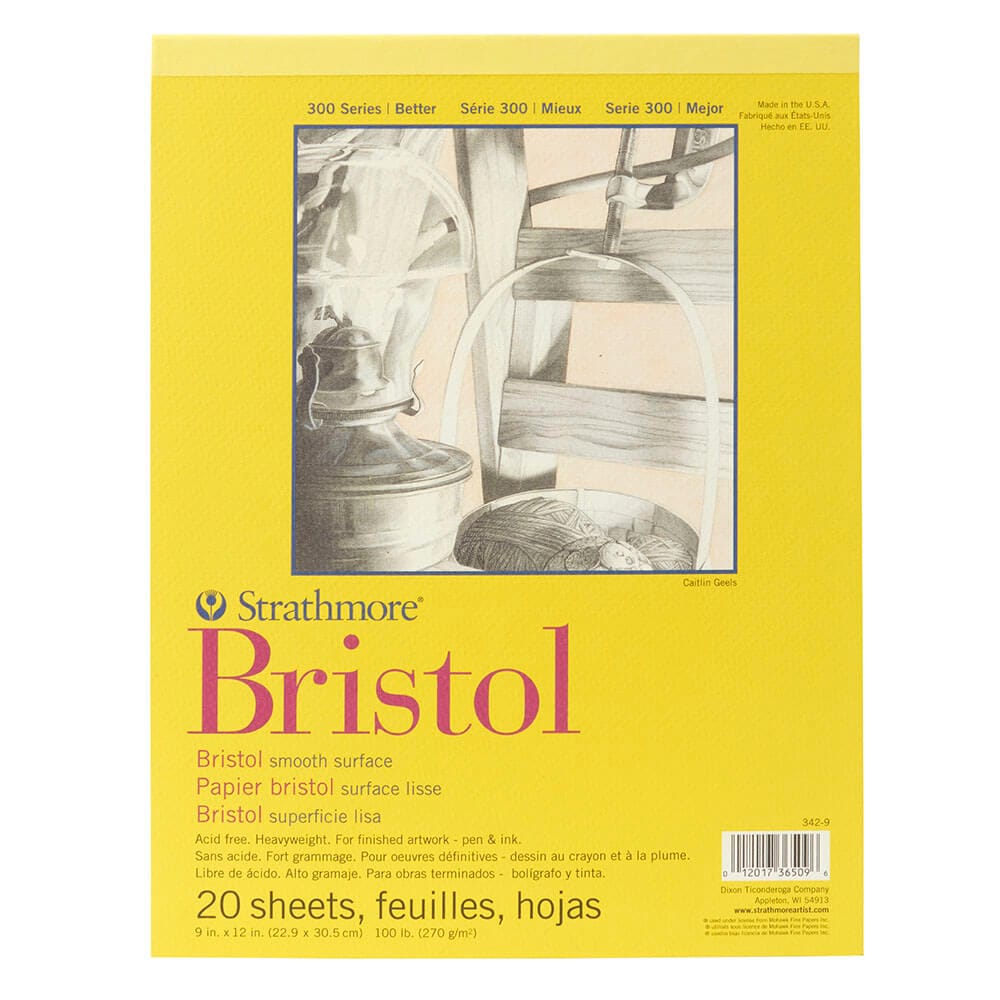 Strathmore 300 Series 9" x 12" Bristol Smooth Art Pad, 20 Sheets