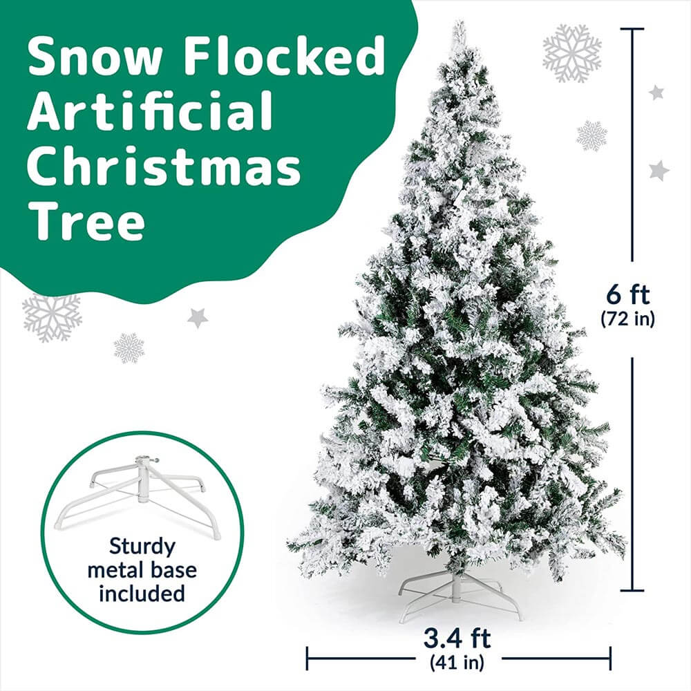 Prextex 6' Snow-Flocked Christmas Tree