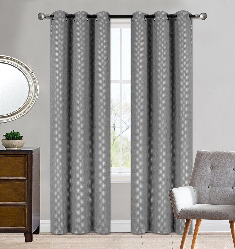 Soft Home 37"x84" Energy Saving Woven Blackout Curtains with Grommets, 2-Count