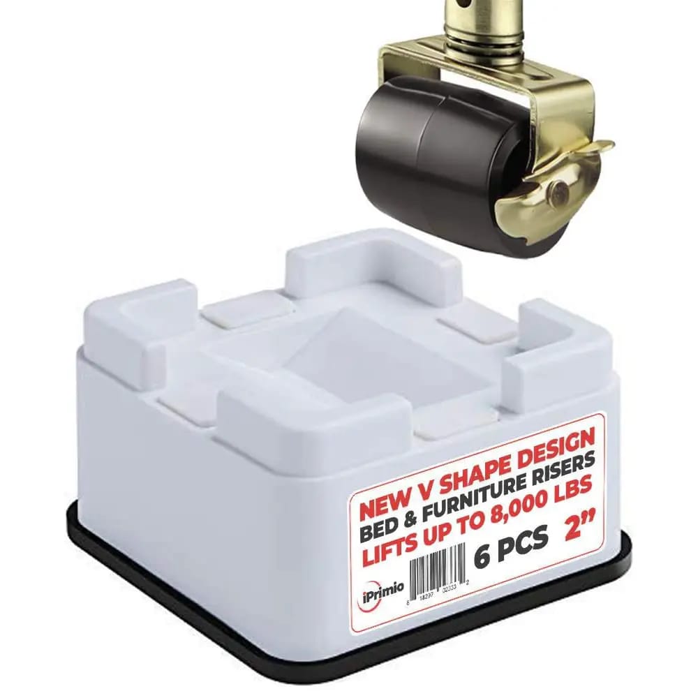 iPrimio V Shape Bed Riser, Set of 6, White