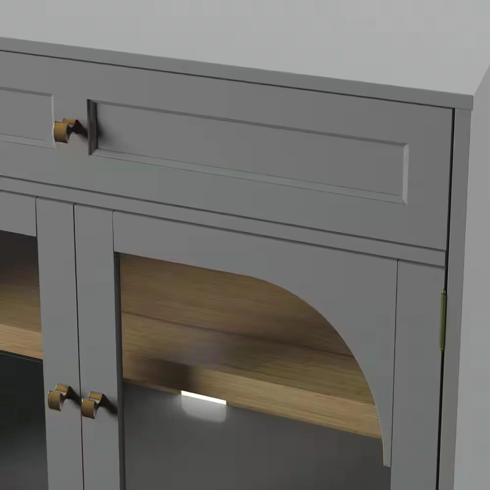 Twin Star Home Accent Cabinet with Glass Doors, Pure Gray