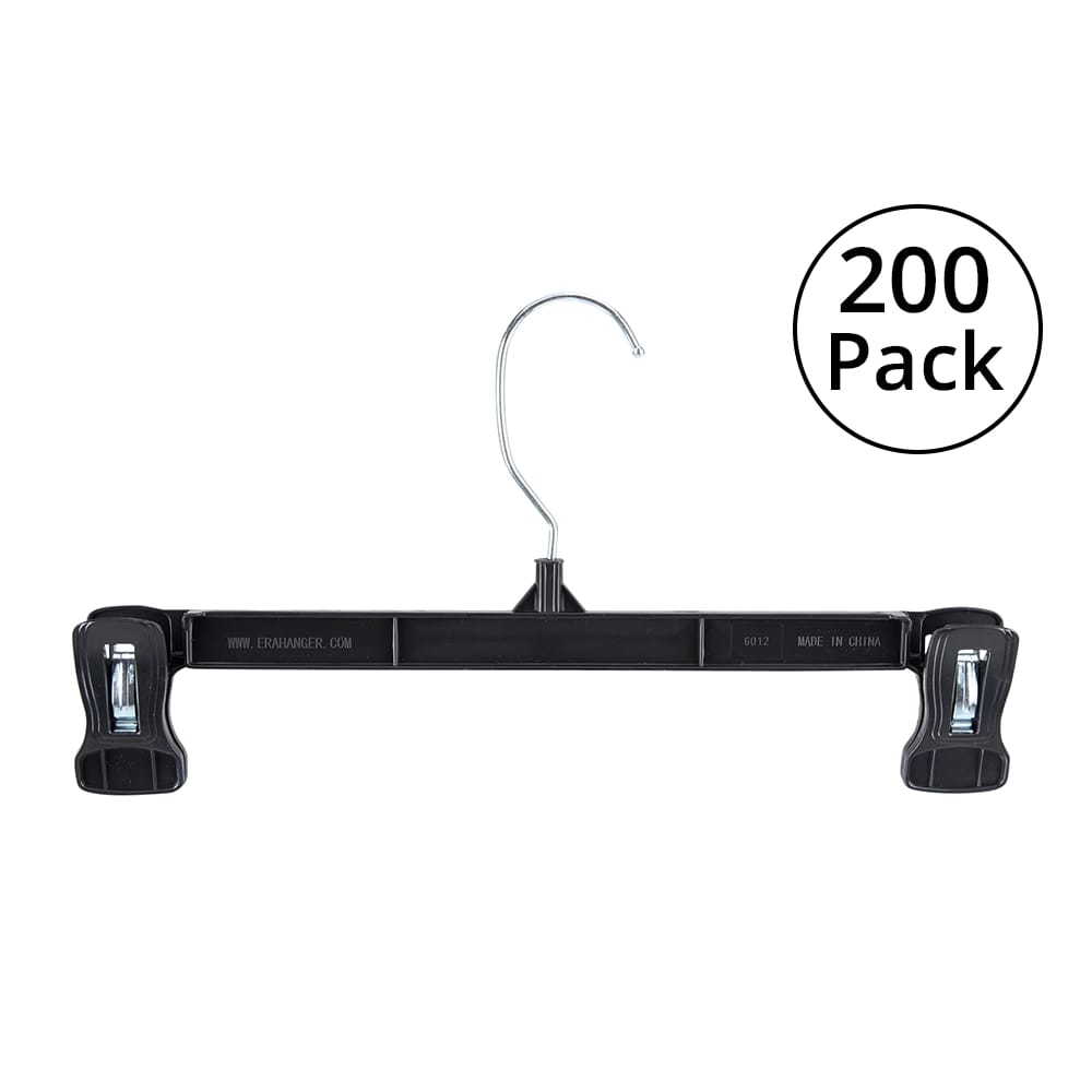 12" Pants/Skirt Hanger, Black, 200 Pack