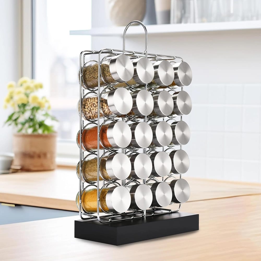 2LB Depot 5-Tier Spice Rack Organizer, Silver/Black