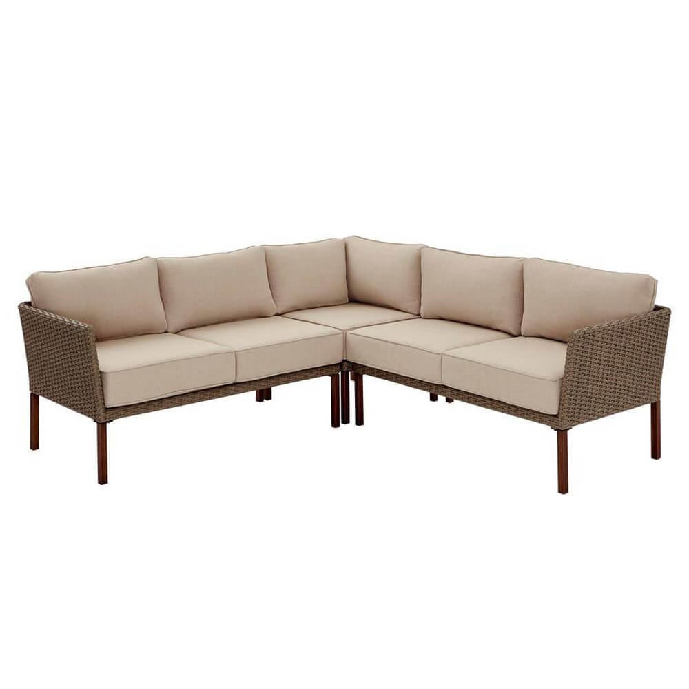 StyleWell Oakshire 3-Piece Patio Sectional Sofa, Tan
