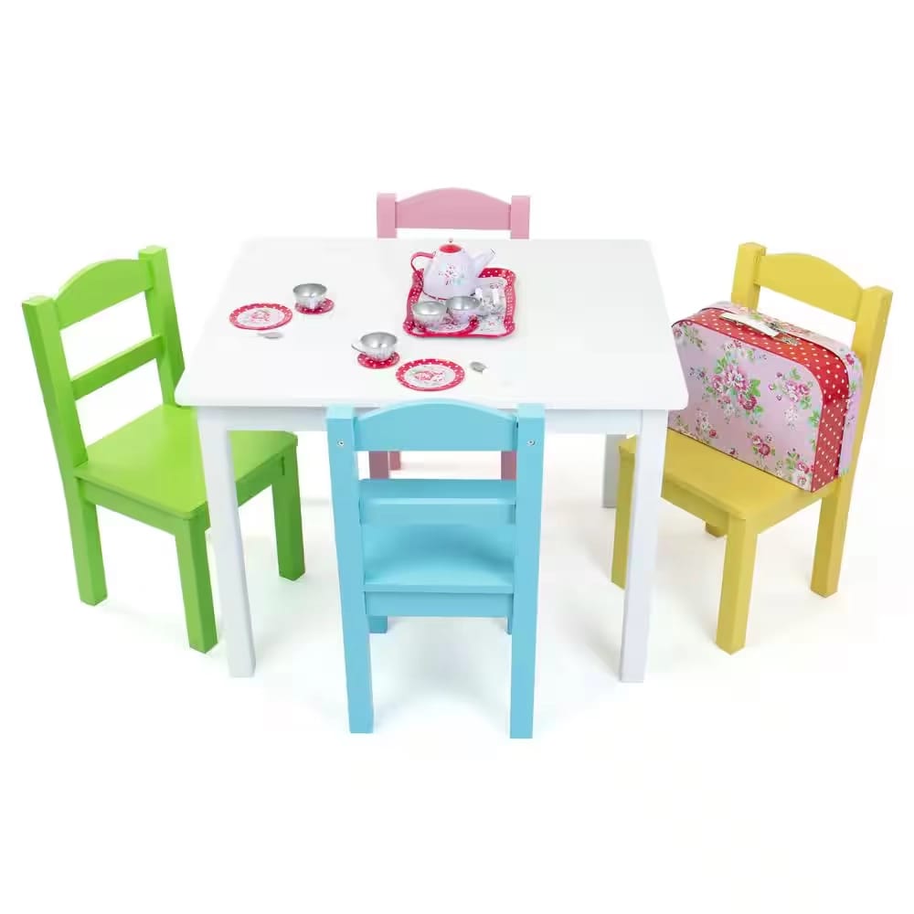 Humble Crew 5-Piece Kids Table and Chair Set, Pastel