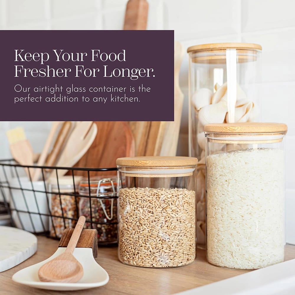 Whole Housewares Glass Jars with Bamboo Lids, 4 Pack