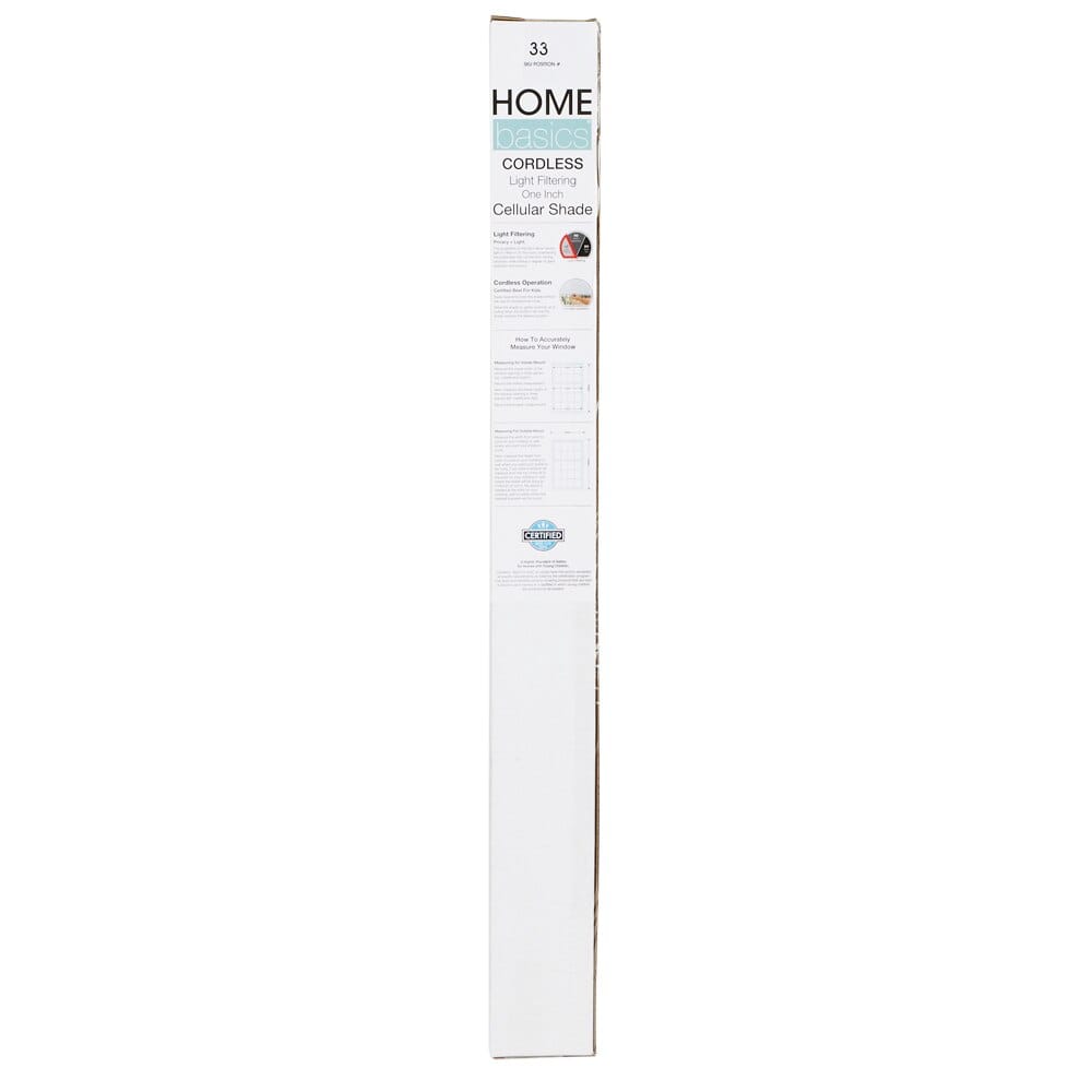Home Basics Cordless Light Filtering 1" Cellular Shade, White, 29" x 72"