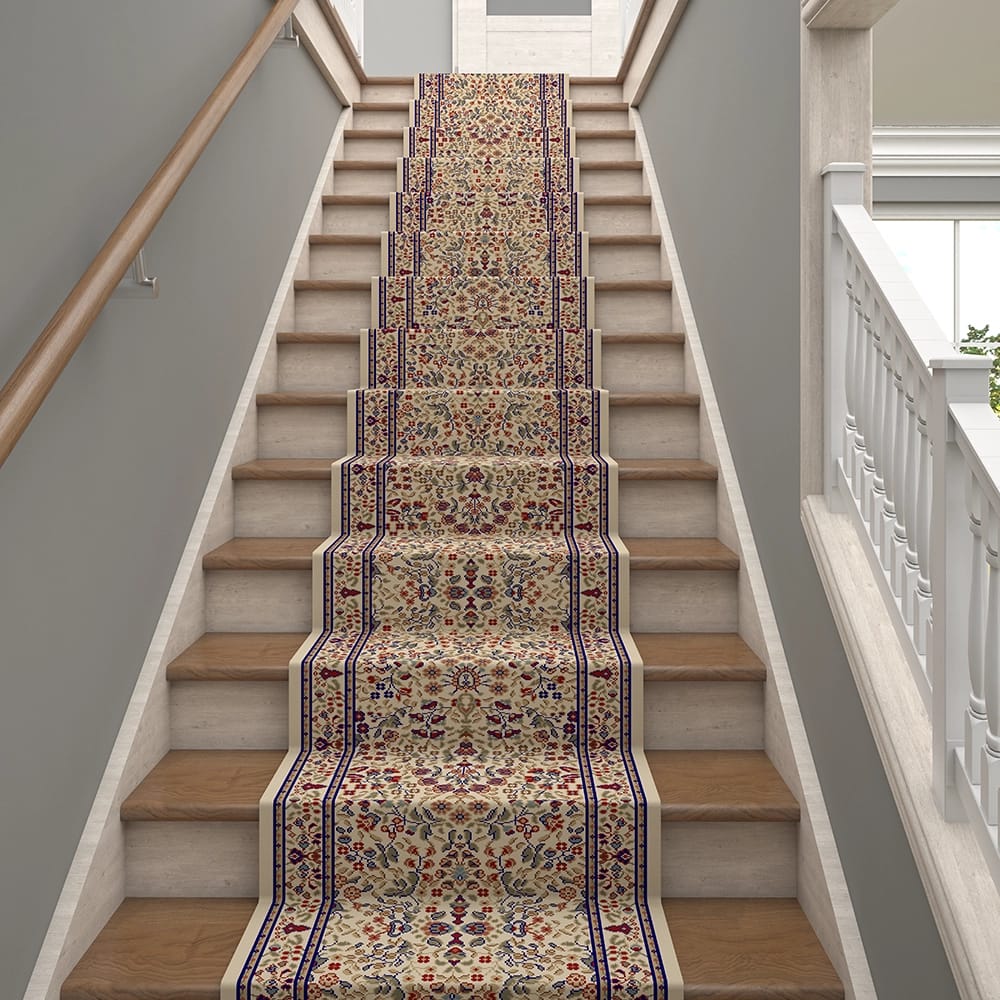 Avalon 26" x 25' Stair Runner, Sarouk Ivory