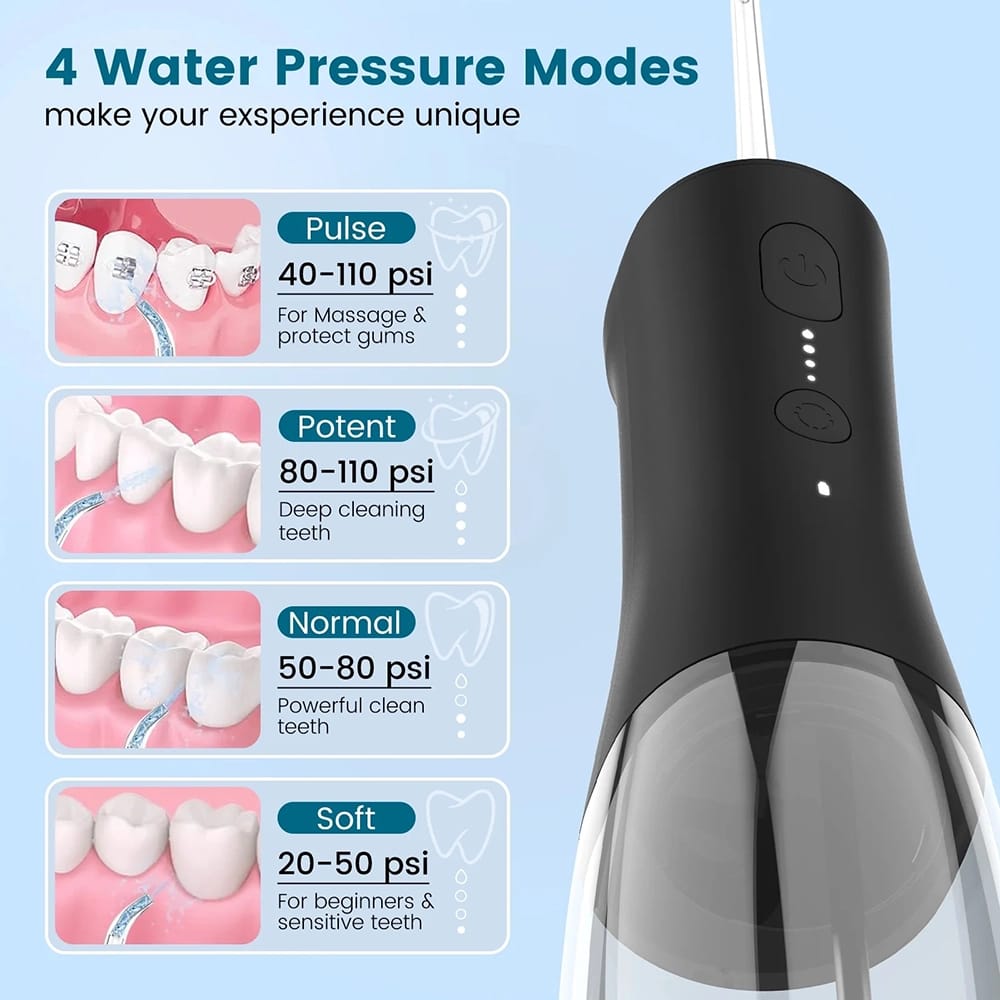 Rechargeable Cordless Water Flosser, Black