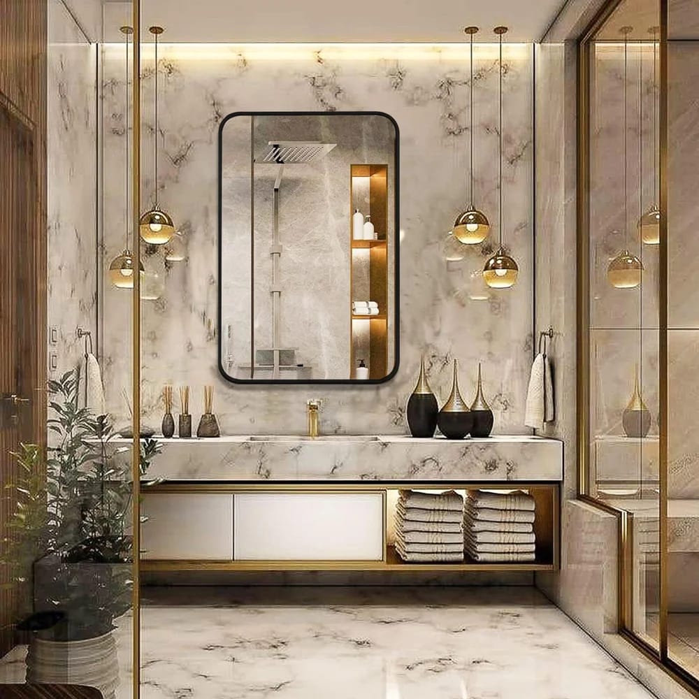 Hamilton Hills Wall Mirror, Black, 30" x 40"